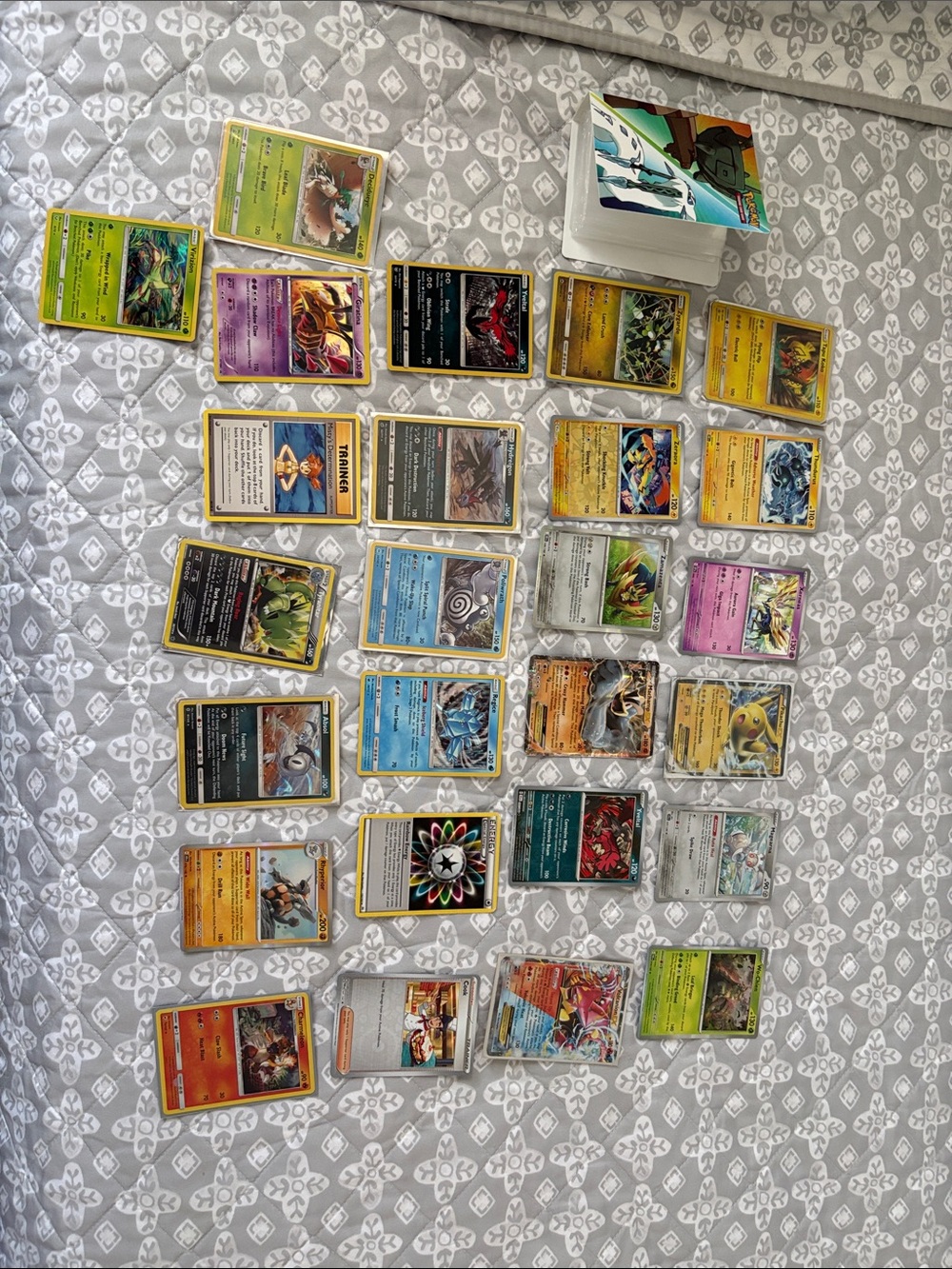 Pokemon Trading Cards Assorted Yellow, Blue, Green, Black, Purple